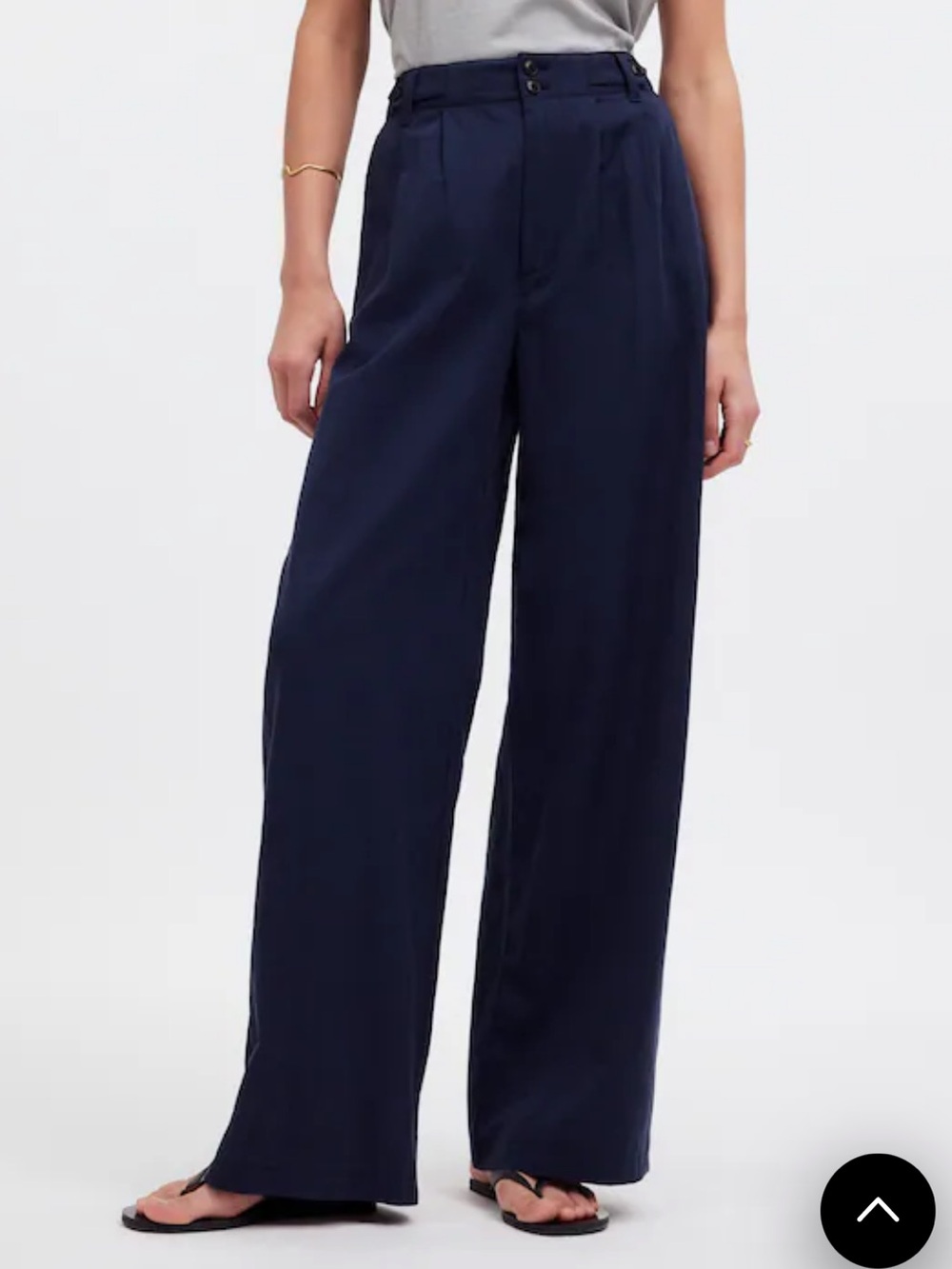 Madewell Navy High-Rise Wide-Leg Trousers